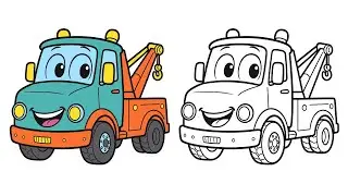 Tow Truck Coloring for Kids | Easy Vehicle Drawing & Painting | Learn Colors for Children