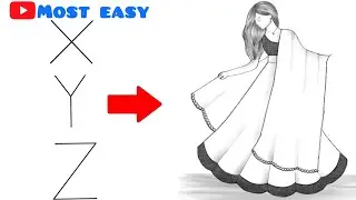 How to draw a beautiful traditional girl wearing lehanga very easy XYZ | Girl drawing easy
