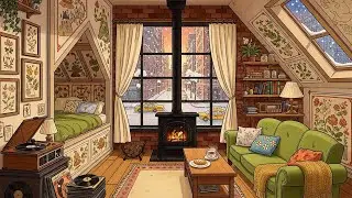 Relaxing Snowfall in New York City in a Cozy Apartment with vintage jazz oldies music for relaxation