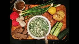 Аппетитная окрошка на кефире. Любимый холодный суп. Russian cold soup on mineral water.