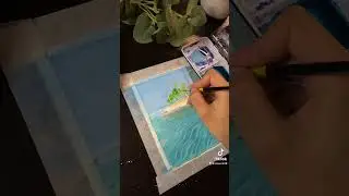 island painting 🏝#watercolorpainting #lanscape #island #nature #explore #like #art #satisfying