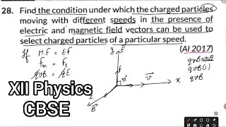 Find condition under which charged particles moving with different speeds in the presence of EF & MF