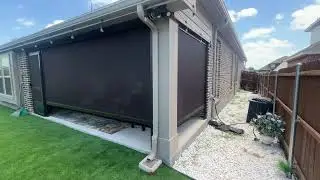 Motorized roll down shades with a door.