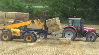 Žně 2022 Fendt 828 s lisem Claas Quadrant 3200- Zetor Crystal 12145