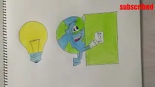 How to Draw Save Electricity Coloring Drawing step by step || Save Energy drawing ||