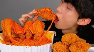 응급실떡볶이 사망맛 위에 BBQ 닭다리치킨 위 치즈위 불닭소스 리얼사운드 먹방 ASMR Spicy Cheese Chicken EATING SOUNDS Mukbang Show
