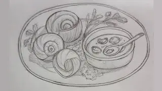 How to draw french snail dish #escargot #howto #drawing #french #food #snail #tutorial 