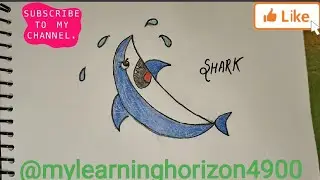 step by step tutorial for kids on how to draw a shark cartoon @mylearninghorizon#kids #drawing