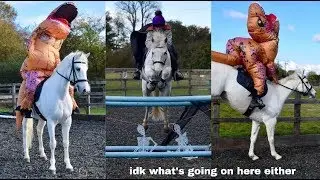 Inflatable Dinosaur Riding a Horse // Halloween 2018
