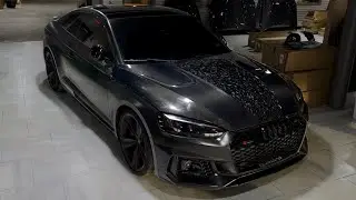 Armorextend Mixed Pattern Carbon Fiber Forged Double Sided Hood Install Audi RS5 B9