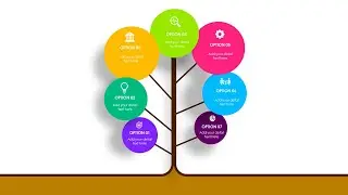 Animated Tree Diagram with 6 Circular Options Slide in PowerPoint