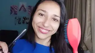 ASMR CORTANDO SEU CABELO (SOM de escova, líquido, tesoura, spray)