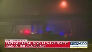 Part of Capital Boulevard at Wake Forest Road closed after 3-car crash