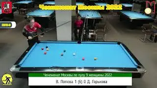 Final 9-ball В. Попова (V. Popova) -Д. Горькова (D. Gorkova) Чемпионат Москвы по пулу 9 Женщины 2022