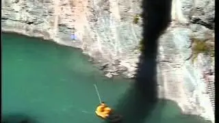Old man bungee jumping