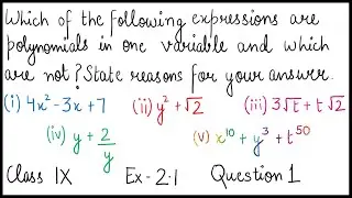 How to Identify Polynomials In One Variable | Polynomials in one Variable | Class 9 Ex 2.1 Q1