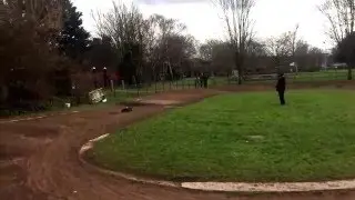 Hpi Baja 5b on track ripped hostile fire from bead lock great fun tho  with other cars