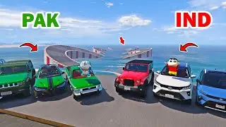 gta 5 Indian cars vs pakistan cars water curved ramp challenge | gta 5 in telugu