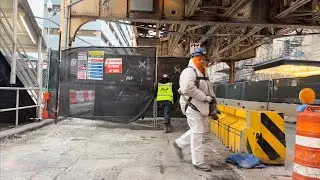 Closing Construction Site & Opening Street To Traffic In Downtown Chicago Under The L