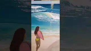 Surfer Girl acrylic painting work in progress