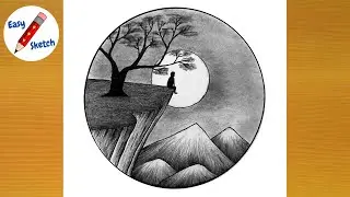 How To Draw Sad Boy On Cliff Under Moonlight
