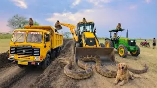 JCB Backhoe Loader Working | Tata Truck Mud Loading | Heavy Machine Work Video