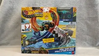 Hot wheels Monster Trucks- Spiral Shark Smash Unboxing ASMR #asmr #sharksvsdinos #hotwheels 