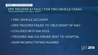 DPS: Trooper causes two-vehicle crash in College Station