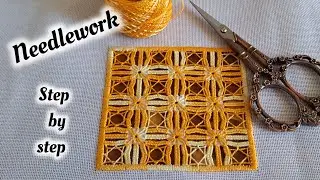Hand embroidery 🪡  : Unique needlework  , hardanger embroidery technique tutorial step by step 🥰
