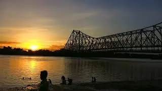 Kolkata Howrah bridge sunset time lapse