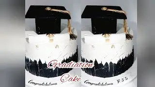 How to make a Graduation  cake whipped cream topping  and decorating  Idea///