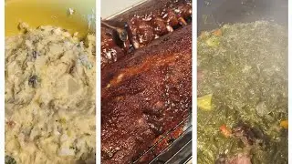THE BEST BBQ DINNER | BABY BACK RIBS | MUSTARD GREENS | POTATOES SALAD  #foryou