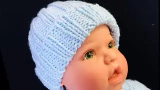 Легко связать детскую шапку 0-6 месяцев для начинающих, Как связать детскую шапку