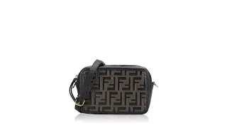 Fendi Calfskin FF 1974 Embossed Mini Camera Bag Maya Black