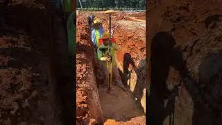 Laying drainage pipe with Trimble Siteworks. #construction #pipelaying #subscribe