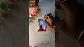 Pink Moonlight painting 🩷💗/ 20 rupees watercolor painting 😇😍#art #acrylic #painting #easy