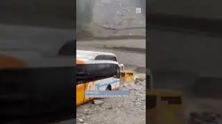 Bus swept away by raging river as Storm #Aline brings torrential downpour #shorts #Flooding #France