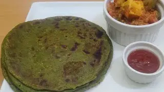 PALAK PARATHA RECIPE WITH LIQUID DOUGH | NO ROLLING, NO KNEADING | PARATHA RECIPE