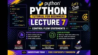 Python Tutorial for Beginners🐍 | Lecture 7 | Match case, while loop, for loop