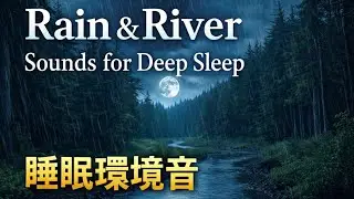 Night Rain & River Sounds for Deep Sleep | Dark Forest Ambience (8 Hours)雨と川の音｜深い眠りのための夜の森 環境音【8時間】