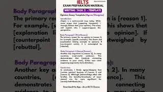 IELTS Writing task 2 template | Template for agree and disagree type #shorts