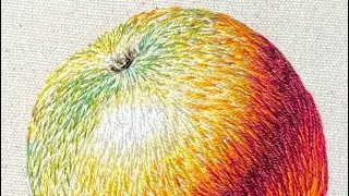 Apple embroidery. Step 36 #embroideryforbeginners #threadpainting #embroiderydesign #art