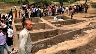 Excavation being carried out at Purana Qila, New Delhi