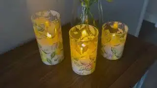 Bougies sans flamme en verre citron FLAVCHARM avec minuterie &agrave; distance, fonctionnement &agrave; piles, LED
