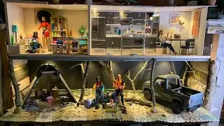 Dollhouse Diorama: Camping scene, Barbie truck and kitchen makeover. Mini brands