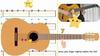 Video 5 - Twinkle Little Star on ONE String | First Guitar Lesson For Kids with Smiley Note