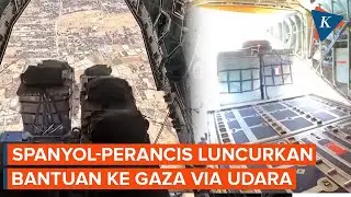 Momen Penerjunan Bantuan ke Gaza dari Pesawat Militer Spanyol dan Perancis