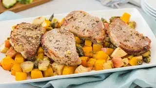 Maple Glazed Pork Chops with Apples, Butternut Squash & Brussels Sprouts Recipe | Healthy Meal Plans