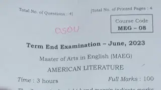 OSOU meg -08 American literature previous year question papers June 2023 by Sn education point 👉.