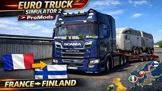 Euro Truck Simulator 2 ProMods | Scania V8 Hauls Horse Trailer 🐎 France ➝ Finland | Realistic Drive